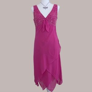 Y2K Pink Beaded Asymmetrical Fairy Dress